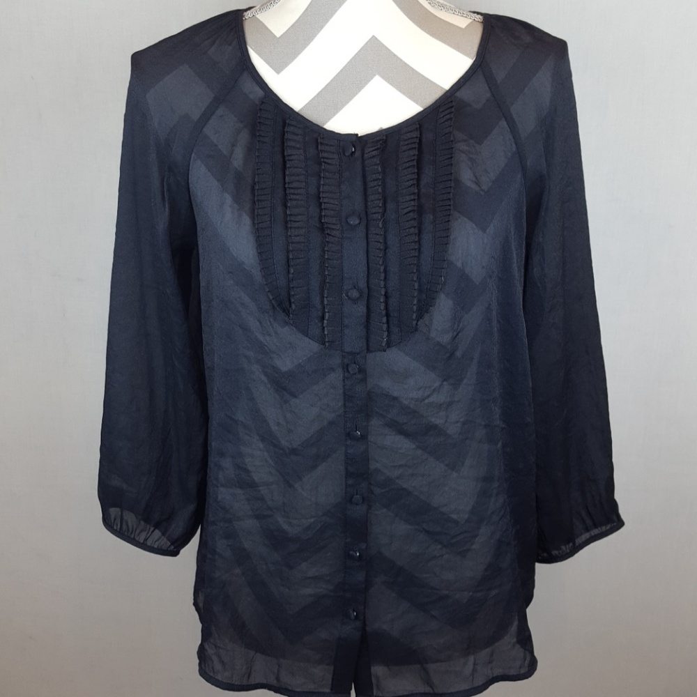The Limited Sheer Dark Navy Blouse